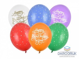 Partydeco Balon gumowy Happy Birthday To You, mix (1 op. / 6 szt.) mix 300mm Partydeco (SB14P-320-000-6)