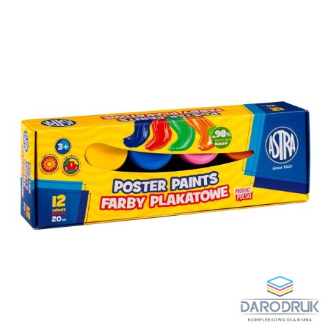 Astra Farby plakatowe kolor: mix 20ml 12 kolor. Astra (301123043)