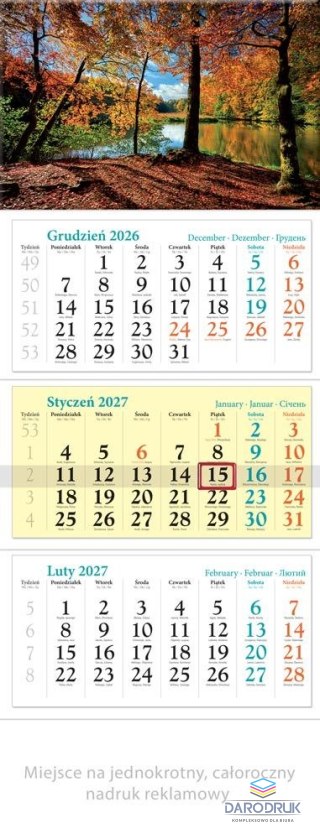 Lucrum Kalendarz ścienny JESIEŃ TRÓJDZIELNY 320mm x 860mm Lucrum (KT07)