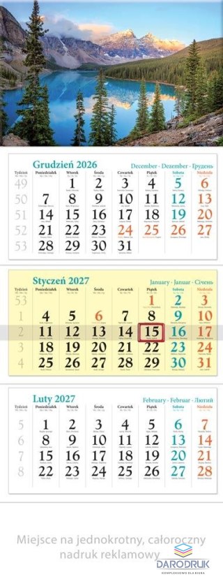 Lucrum Kalendarz ścienny JEZIORO TRÓJDZIELNY A3+ 320mm x 860mm Lucrum (KT10)