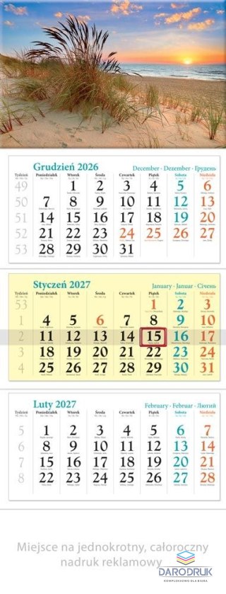 Lucrum Kalendarz ścienny PLAŻA TRÓJDZIELNY 320mm x 860mm Lucrum (KT02)