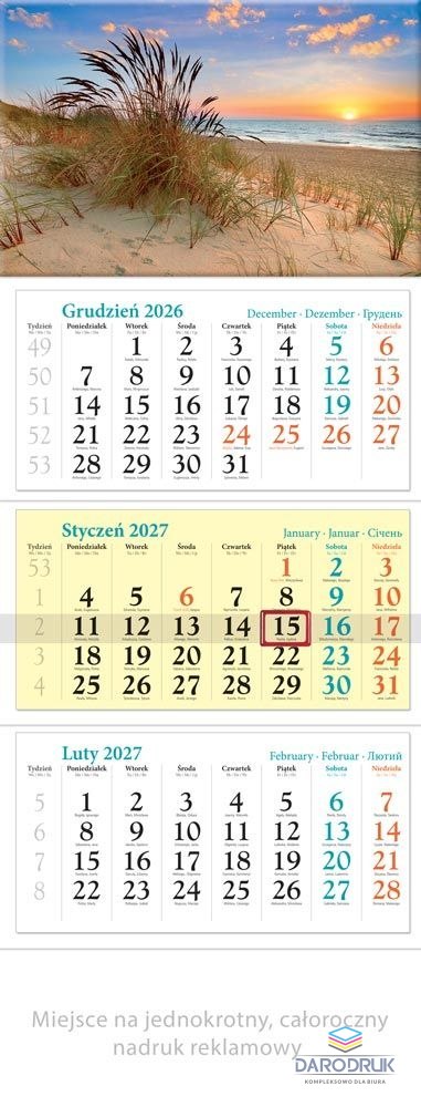 Lucrum Kalendarz ścienny POGÓRZE TRÓJDZIELNY 320mm x 860mm Lucrum (KT03)
