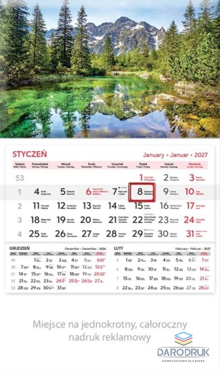 Lucrum Kalendarz ścienny SZCZYTY JEDNODZIELNY 320mm x 560mm Lucrum (KT01)