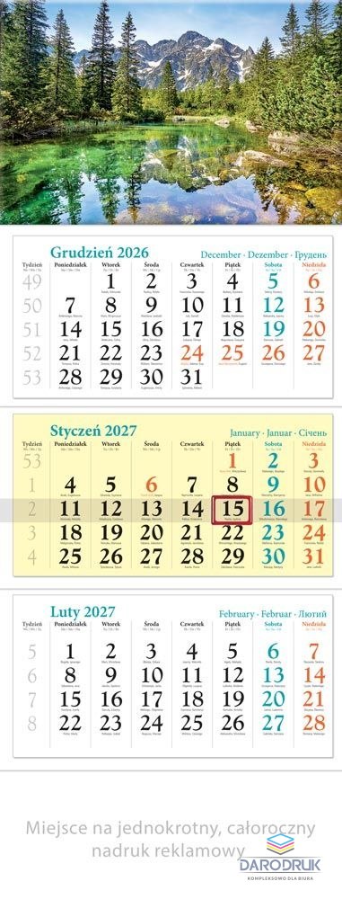 Lucrum Kalendarz ścienny TATRY TRÓJDZIELNY 320mm x 860mm Lucrum (KT02)