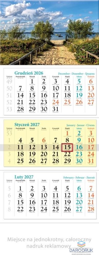 Lucrum Kalendarz ścienny ZATOKA TRÓJDZIELNY 320mm x 860mm Lucrum (KT05)