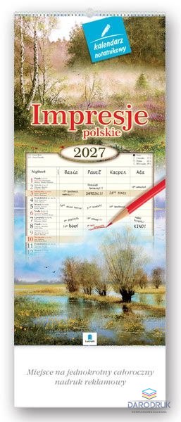 Lucrum Kalendarz ścienny notatnikowy 2027 IMPRESJE POLSKIE 220mm x 490mm Lucrum (WN01)