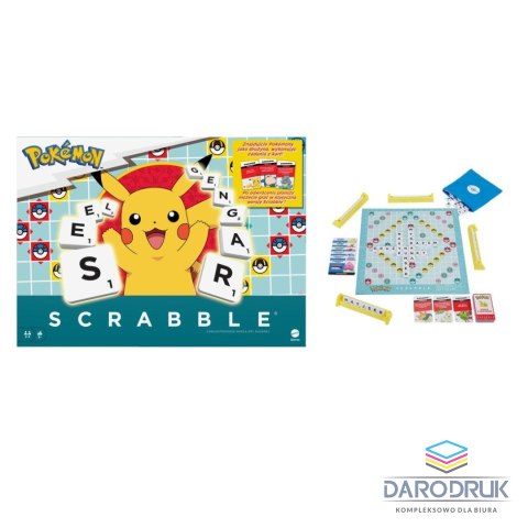 Mattel Gra planszowa Scrabble Pokemon Rodzinna gra słowna 2 w 1 Polska wersja Mattel (hxt29)