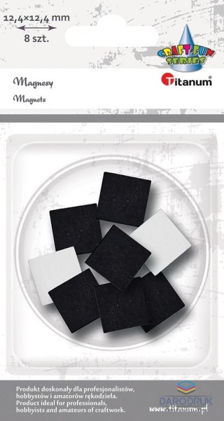 Titanum Magnes Craft-Fun Series kwadraty samoprzylepne czarne [mm:] 12,4x12,4 Titanum 8 sztuk