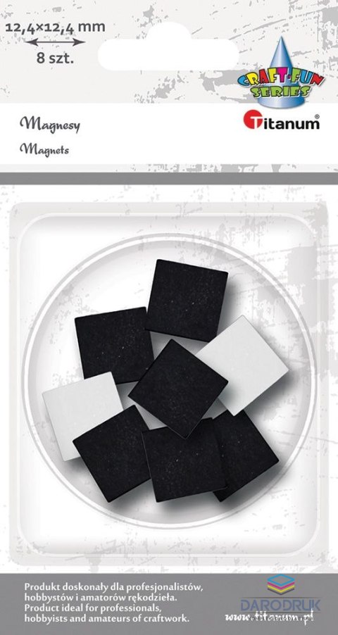 Titanum Magnes Craft-Fun Series kwadraty samoprzylepne czarne [mm:] 12,4x12,4 Titanum 8 sztuk
