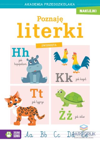 Zielona Sowa Książka dla dzieci Akademia przedszkolaka. Poznaję literki. Zwierzęta Zielona Sowa