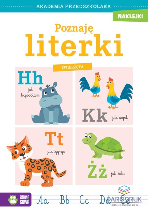Zielona Sowa Książka dla dzieci Akademia przedszkolaka. Poznaję literki. Zwierzęta Zielona Sowa