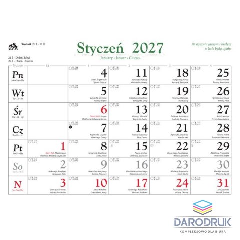 Lucrum Kalendarz ścienny RODZINNY Pejzaże Polski 13-KARTKOWY 280mm x 200mm Lucrum (WL3)