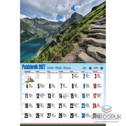 Pan Kalendarzyk Kalendarz ścienny ALBUMOWY TATRY PO ZBÓJU 470mm x 320mm Pan Kalendarzyk (KSA V.5)