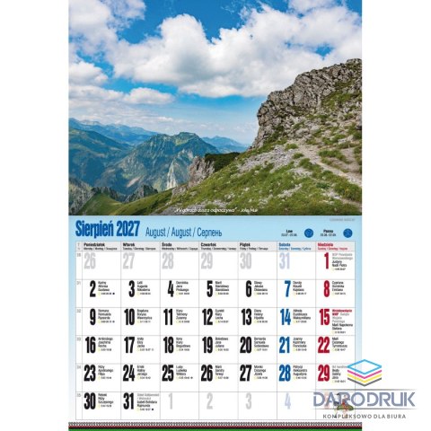 Pan Kalendarzyk Kalendarz ścienny ALBUMOWY TATRY PO ZBÓJU 470mm x 320mm Pan Kalendarzyk (KSA V.5)