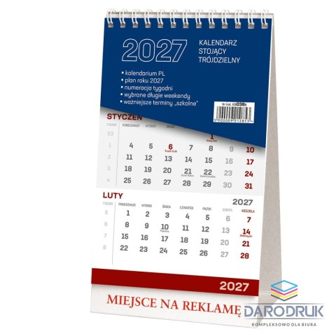 Wokół Nas Kalendarz biurkowy stojący trójdzielny Wokół Nas (KB 038 B)