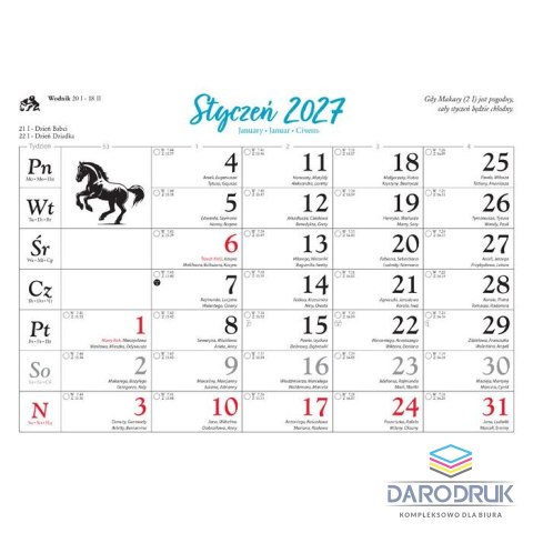 Lucrum Kalendarz ścienny KONIE W PLENERZE 13-planszowe 320mm x 470mm Lucrum (RW10)