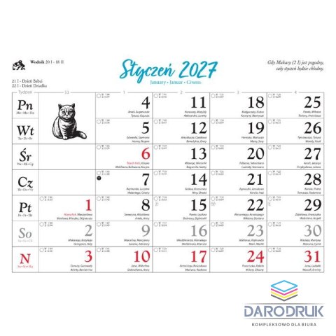 Lucrum Kalendarz ścienny KOTY I KOTKI 13-planszowe 320mm x 470mm Lucrum (RW9)
