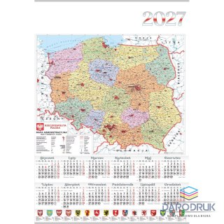 Lucrum Kalendarz ścienny MAPA plakatowy A4 607mm x 880mm Lucrum (PL15)