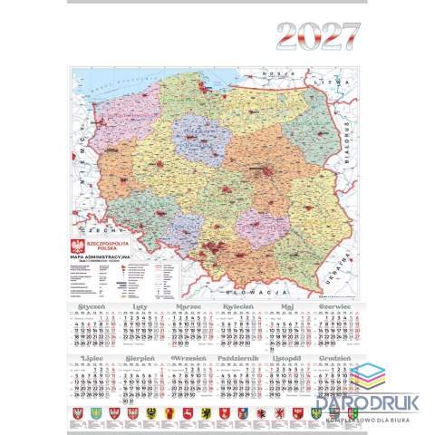 Lucrum Kalendarz ścienny MAPA plakatowy A4 607mm x 880mm Lucrum (PL15)