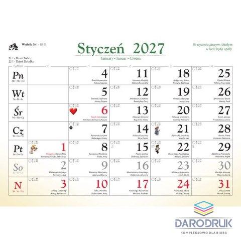 Lucrum Kalendarz ścienny MISIE 13-planszowe 320mm x 470mm Lucrum (RW11)