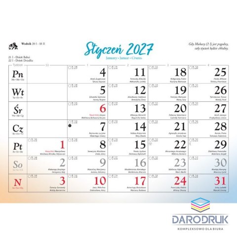 Lucrum Kalendarz ścienny RODZINNY Kwiaty ozdobne 13-KARTKOWY A4 Lucrum (WL2)