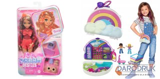 Mattel Pakiet PROMOCJA Lalka Barbie Dream Besties Lalka Teresa +Polly Pocket kompaktowa torebka HYC23+GKJ63 Mattel (632797+452874)