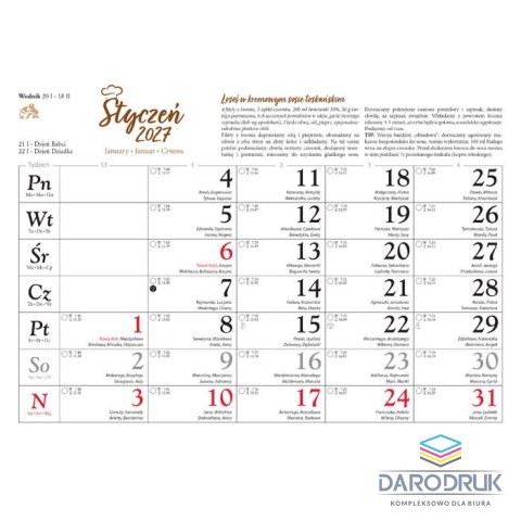 Lucrum Kalendarz ścienny RODZINNY KULINARNY 13-KARTKOWY 280mm x 200mm Lucrum (KT15)