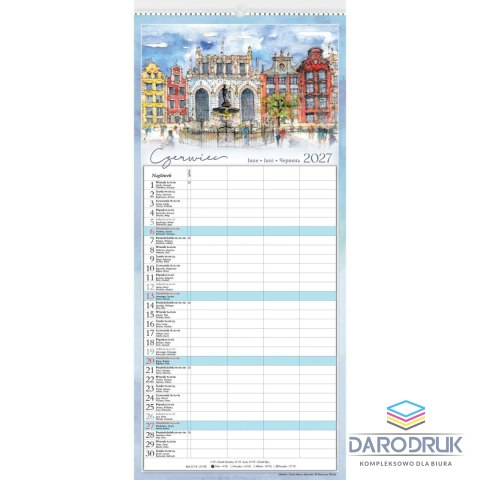 Lucrum Kalendarz ścienny notatnikowy 2027 aKWARELE Z POLSKI 220mm x 490mm Lucrum (WN04)