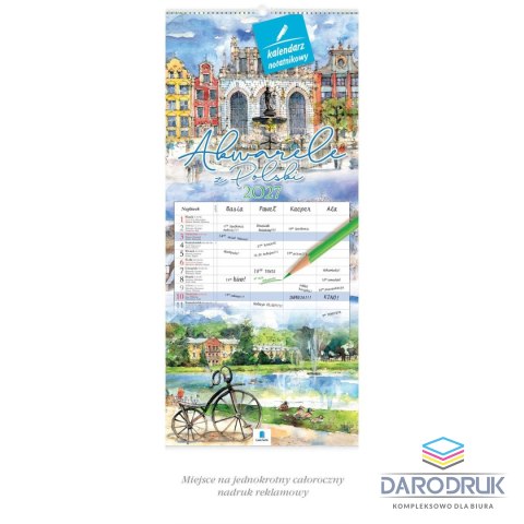 Lucrum Kalendarz ścienny notatnikowy 2027 aKWARELE Z POLSKI 220mm x 490mm Lucrum (WN04)