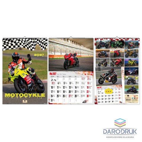 Pan Kalendarzyk Kalendarz ścienny 2027 MOTOCYKLE 470mm x 320mm Pan Kalendarzyk (A3 VD.21)