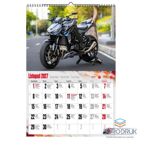 Pan Kalendarzyk Kalendarz ścienny 2027 MOTOCYKLE 470mm x 320mm Pan Kalendarzyk (A3 VD.21)