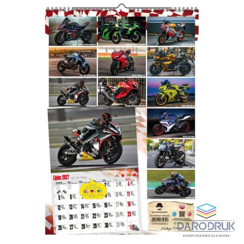 Pan Kalendarzyk Kalendarz ścienny 2027 MOTOCYKLE 470mm x 320mm Pan Kalendarzyk (A3 VD.21)