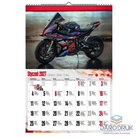 Pan Kalendarzyk Kalendarz ścienny 2027 MOTOCYKLE 470mm x 320mm Pan Kalendarzyk (A3 VD.21)