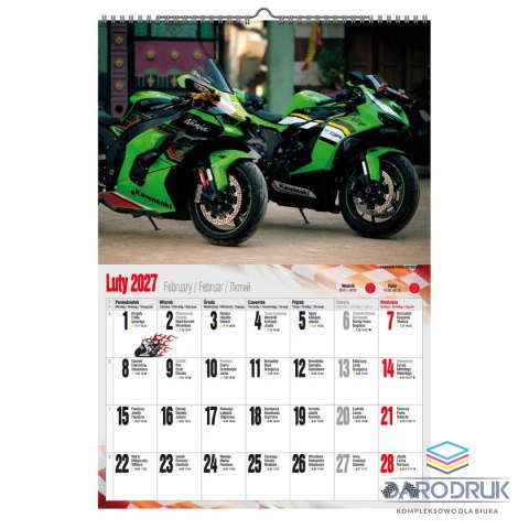 Pan Kalendarzyk Kalendarz ścienny 2027 MOTOCYKLE 470mm x 320mm Pan Kalendarzyk (A3 VD.21)