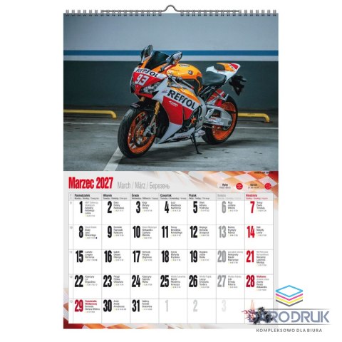 Pan Kalendarzyk Kalendarz ścienny 2027 MOTOCYKLE 470mm x 320mm Pan Kalendarzyk (A3 VD.21)