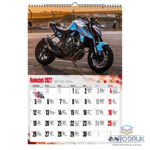 Pan Kalendarzyk Kalendarz ścienny 2027 MOTOCYKLE 470mm x 320mm Pan Kalendarzyk (A3 VD.21)
