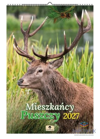 Pan Kalendarzyk Kalendarz ścienny 2027 Mieszkańcy PUSZCZY 470mm x 320mm Pan Kalendarzyk (A3 VD.11)
