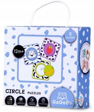 Gagagu Puzzle GAGAGU Z DZIURKĄ, KÓŁECZKIEM układanka edukacyjna dla dzieci +12m-cy 8 el. Gagagu (GGG0324)