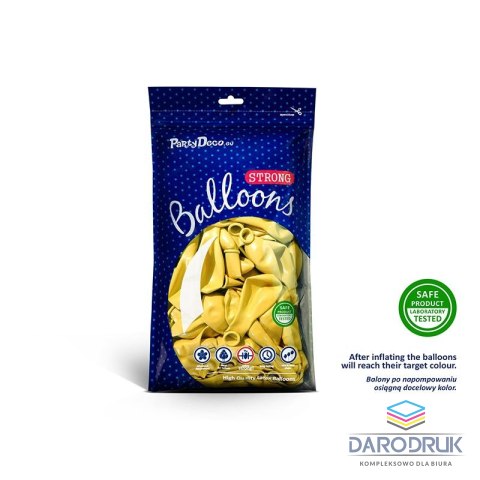 Partydeco Balon gumowy Party Deco BALONY STRONG METALLIC metalizowany 50 szt cytrynowy Partydeco (SB12M-084/50)