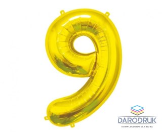 Godan Balon foliowy Cyfra 9, złota, 85 cm 85cal Godan (BC-HZL9)