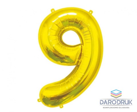 Godan Balon foliowy Cyfra 9, złota, 85 cm 85cal Godan (BC-HZL9)