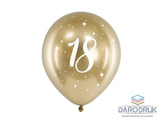 Partydeco Balon gumowy 18 urodziny złoty 300mm Partydeco (CHB14-1-18-019-6)