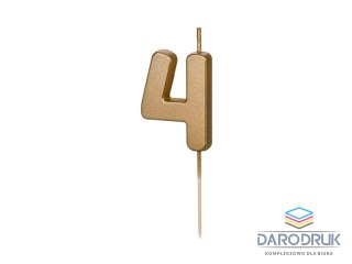 Partydeco Świeczka urodzinowa Cyferka 4, 4.5 cm, złoty Partydeco (SCU9-4)