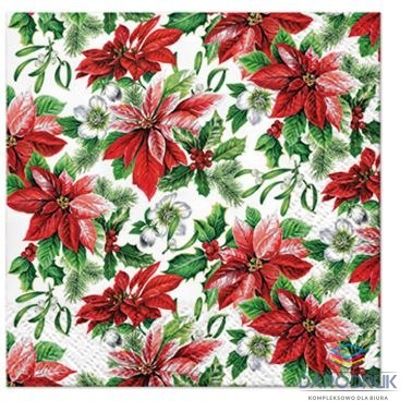 Paw Serwetki Coktail BN Glory Poinsettia mix nadruk bibuła [mm:] 150x150 Paw (SDC231300)