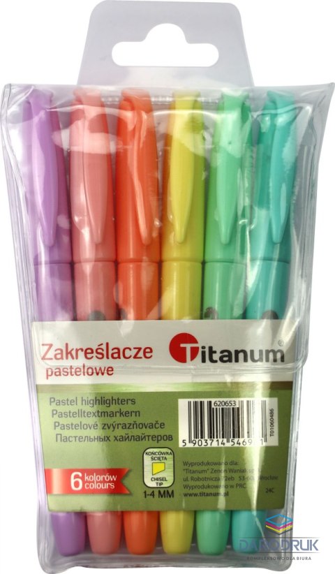 Titanum Zakreślacz wkład 6 kolorów 1-4mm Titanum (T01060486)