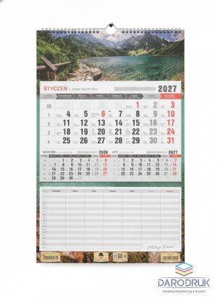 Pan Kalendarzyk Kalendarz ścienny XL Z PLANEM LEKCJI JEDNODZIELNY 315mm x 480mm Pan Kalendarzyk (KTJ-4)