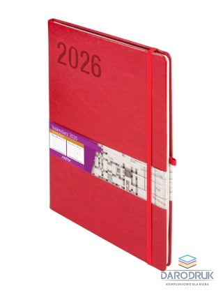 Antra Kalendarz książkowy (terminarz) 2027 Formalizm tygodniowy, czerwony A4 295mm x 210mm Antra (Kal001534)