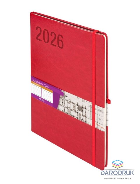 Antra Kalendarz książkowy (terminarz) 2027 Formalizm tygodniowy, czerwony A4 295mm x 210mm Antra (Kal001534)