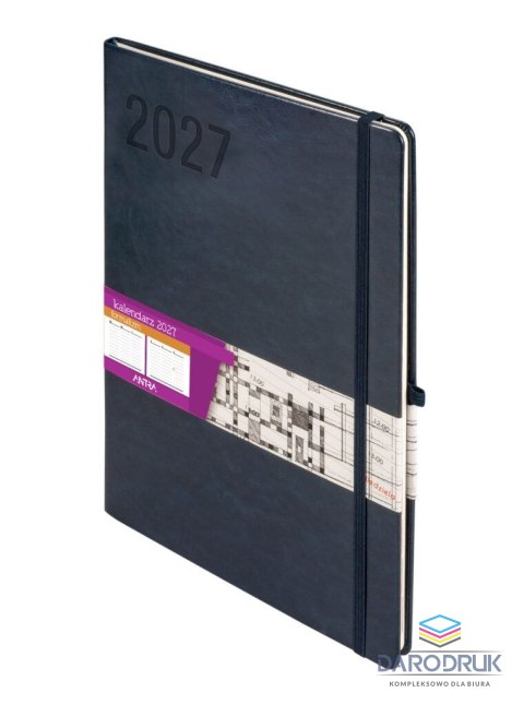 Antra Kalendarz książkowy (terminarz) 2027 Formalizm tygodniowy, granatowy A4 295mm x 210mm Antra (Kal001532)