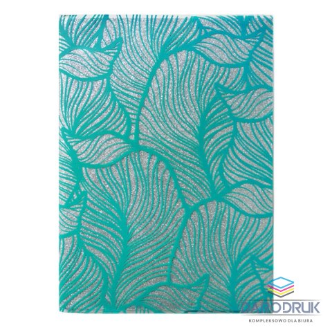 Notes (notatnik) A5 srebrno,zielony brokatowe liscie 60k. (0979)